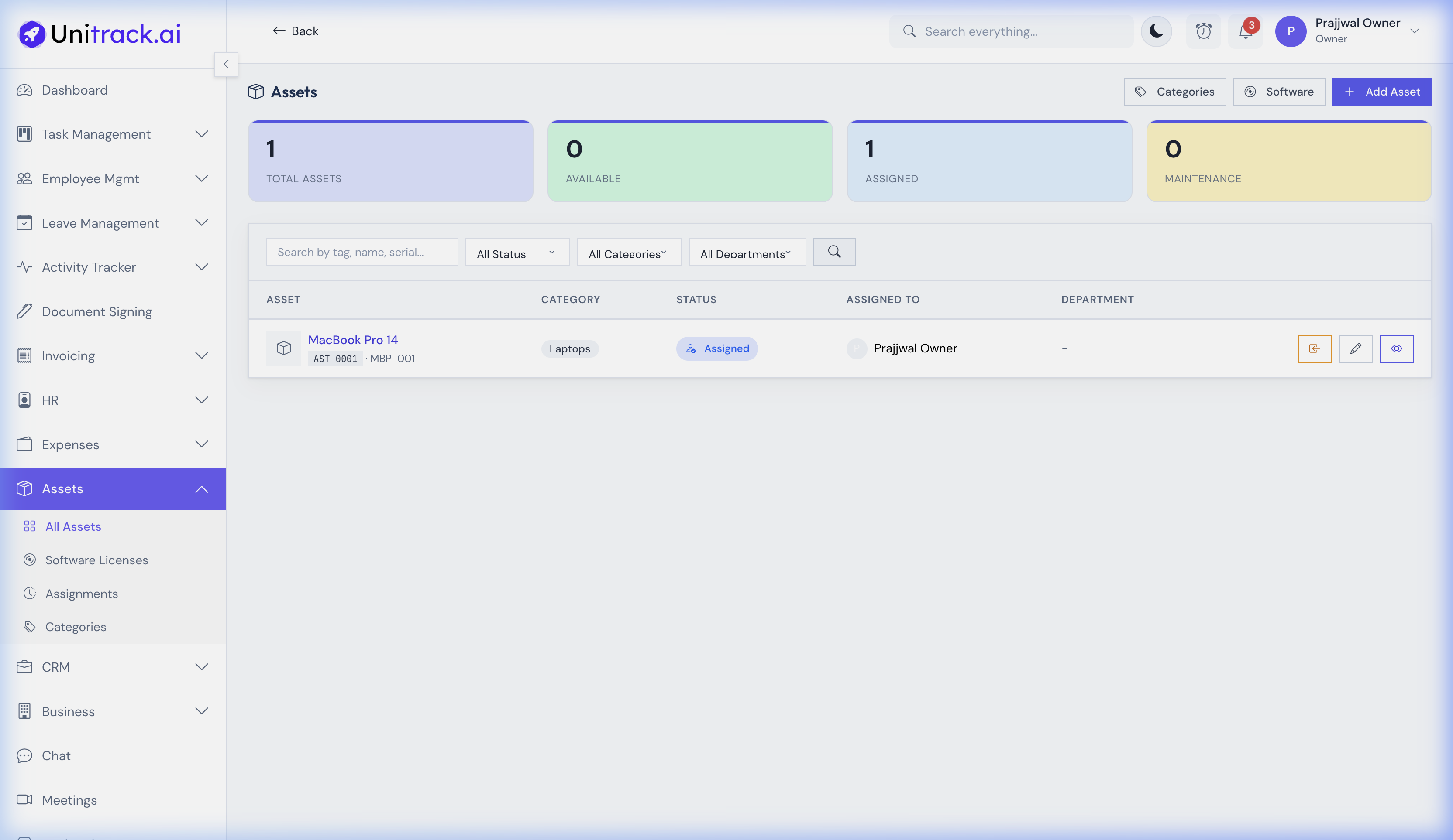 Assets Dashboard