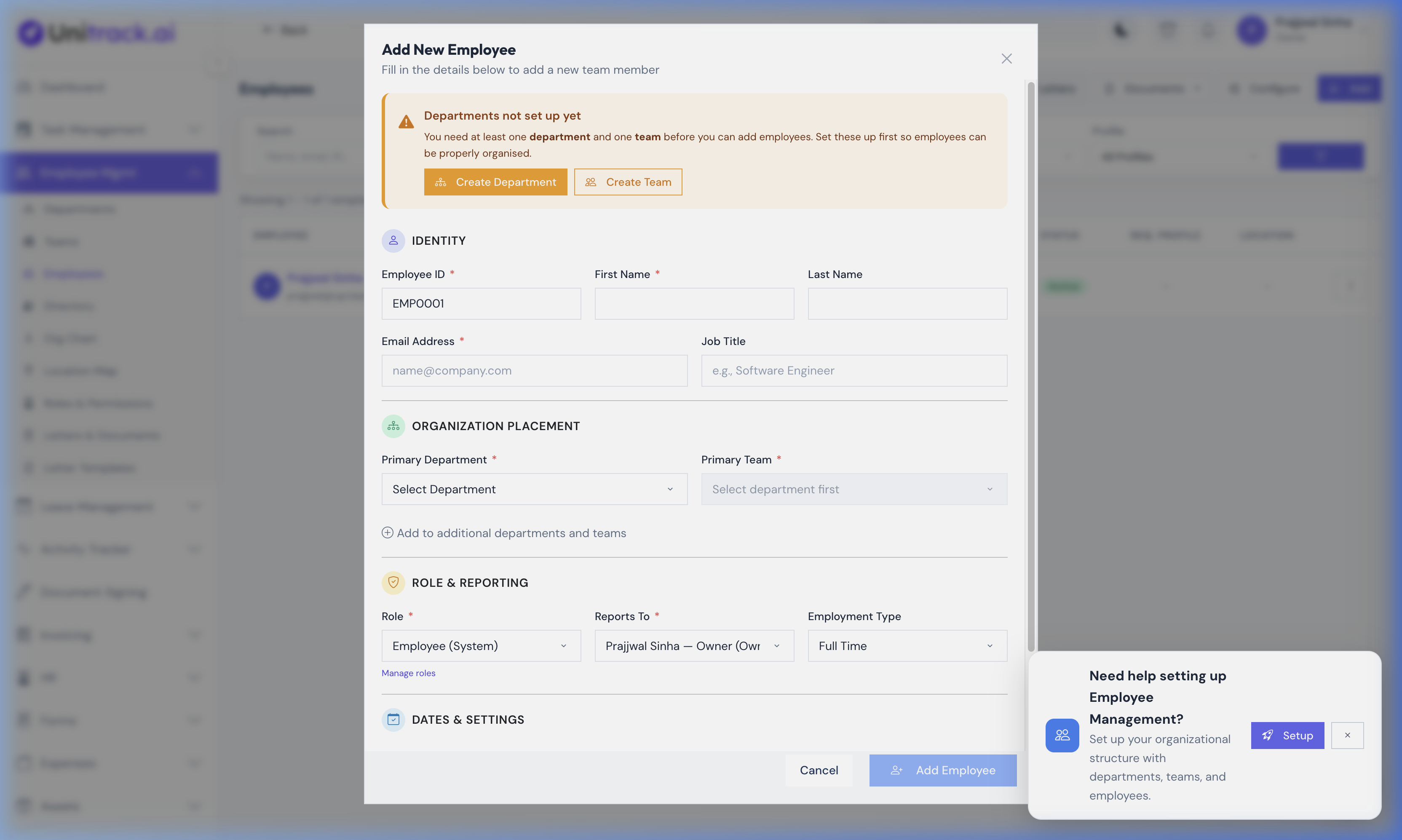 Add Employee Modal