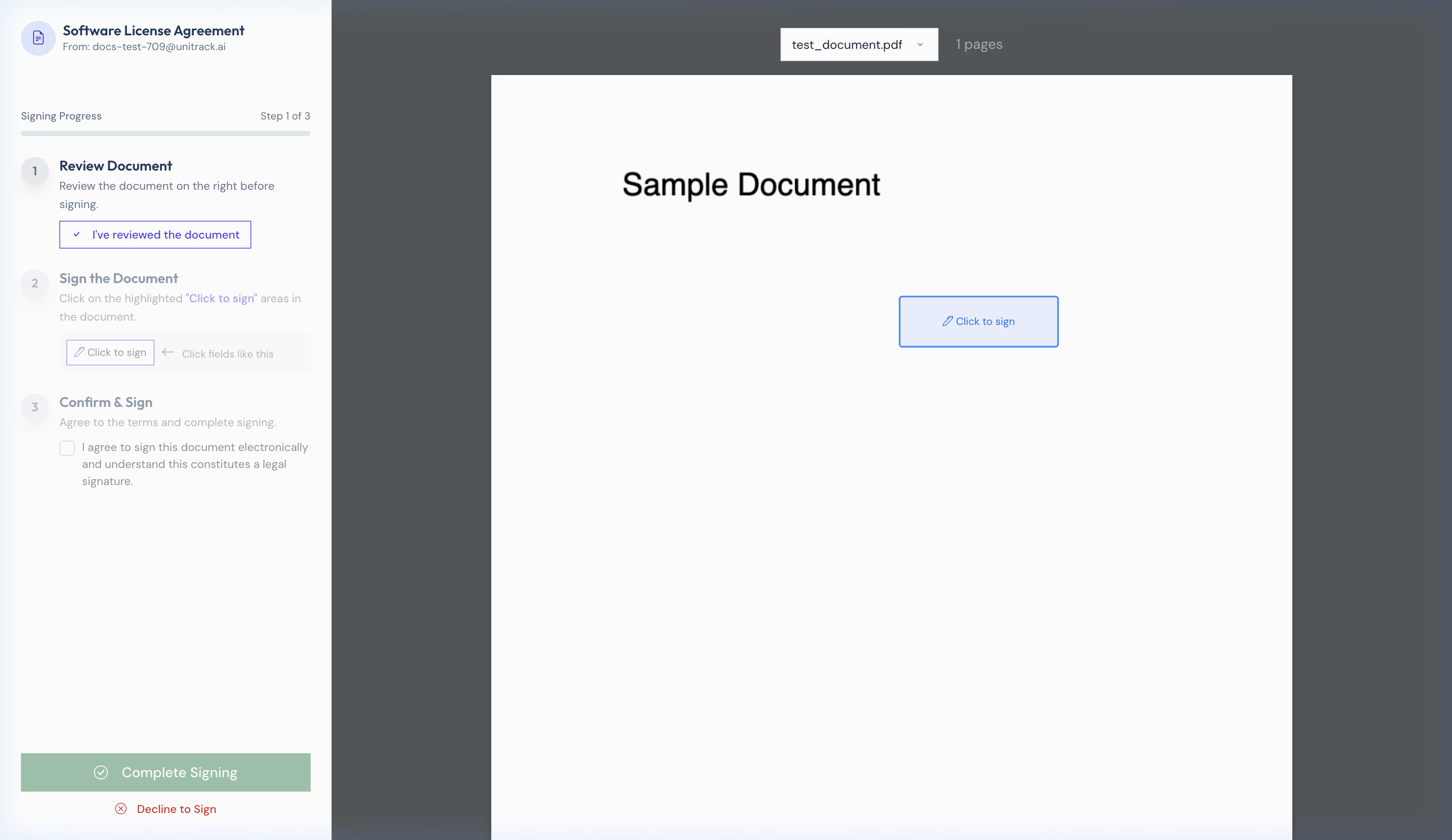 Signing UI