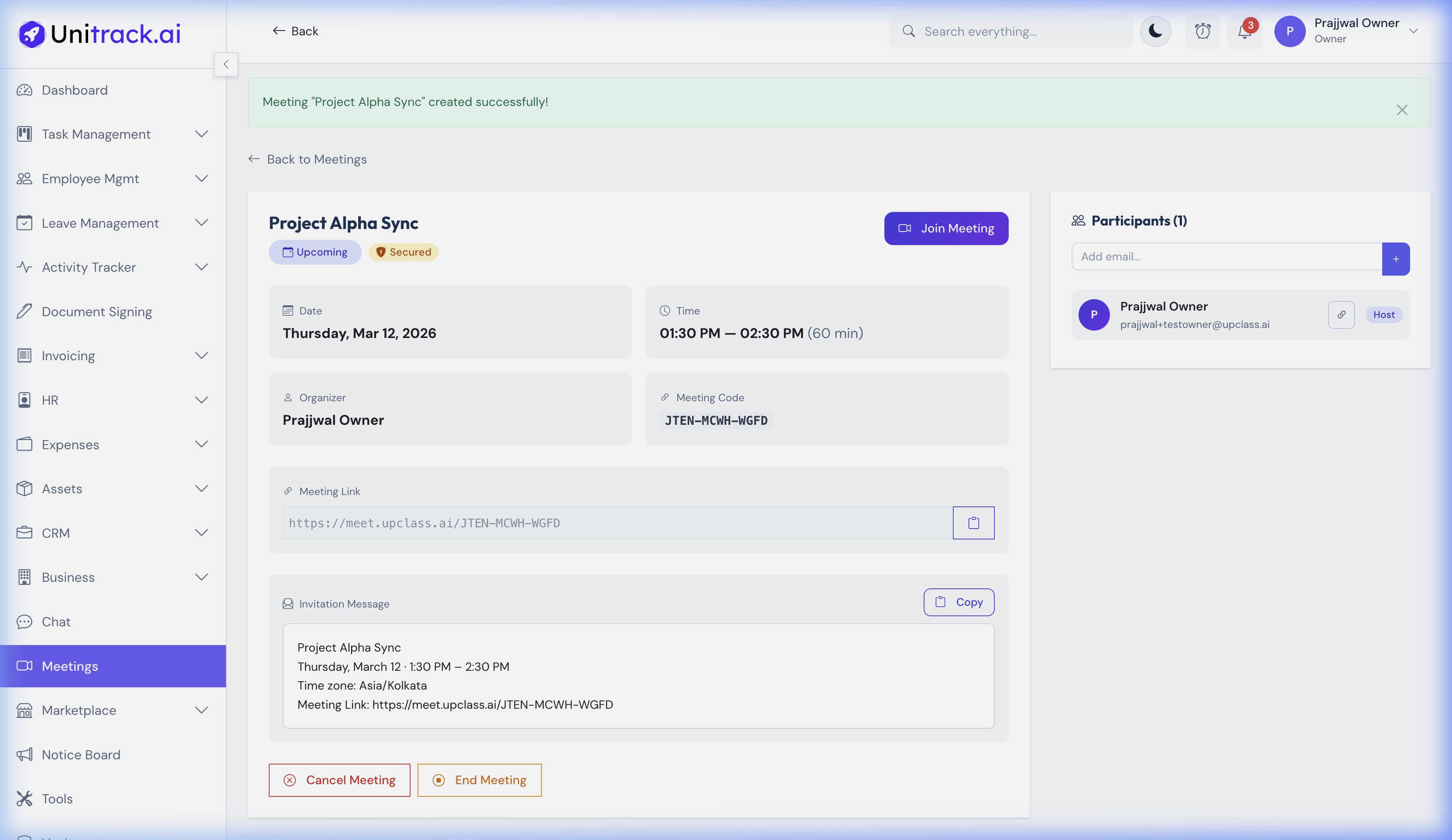 Meeting Detail Page