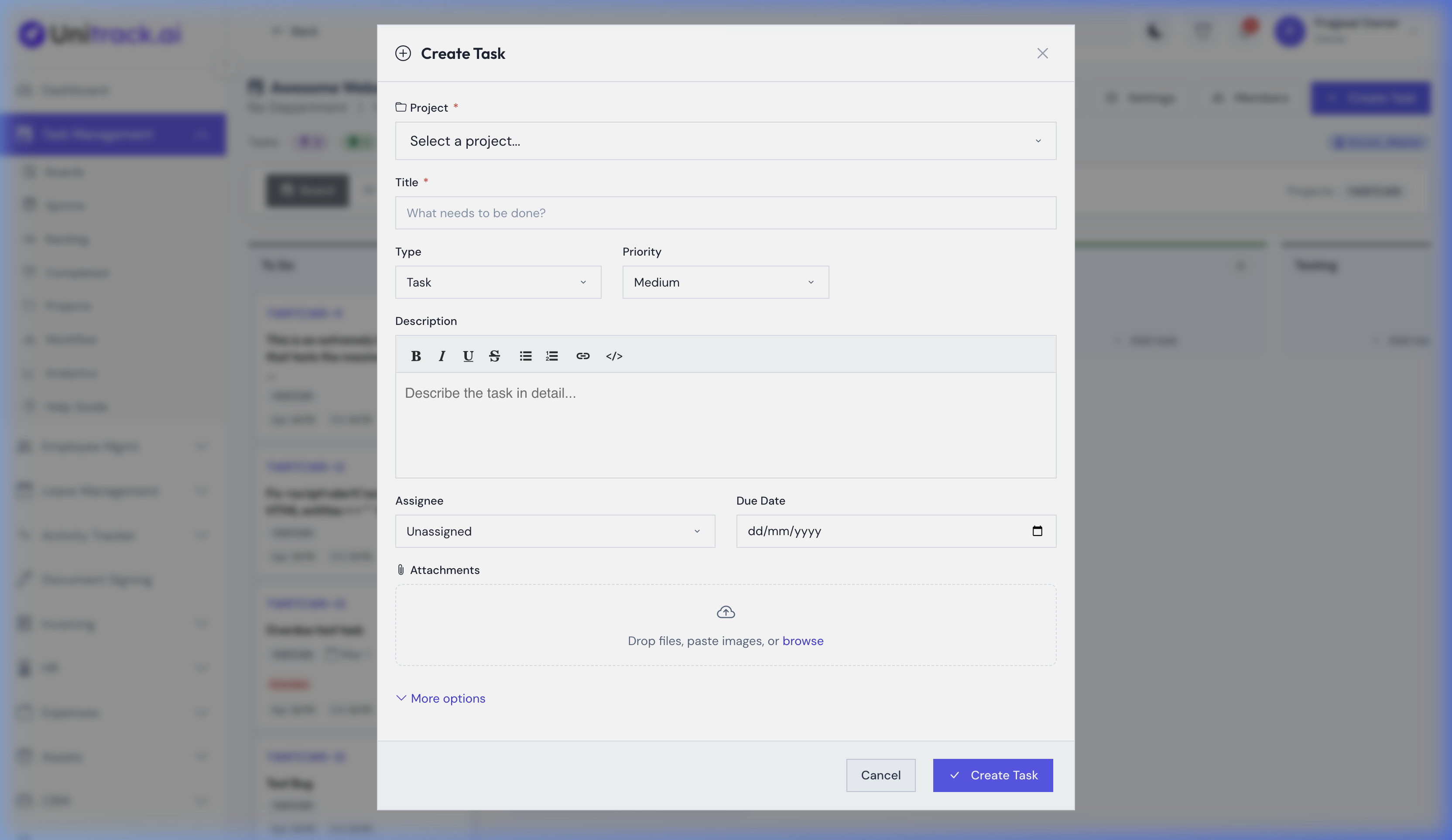 Create Task Modal